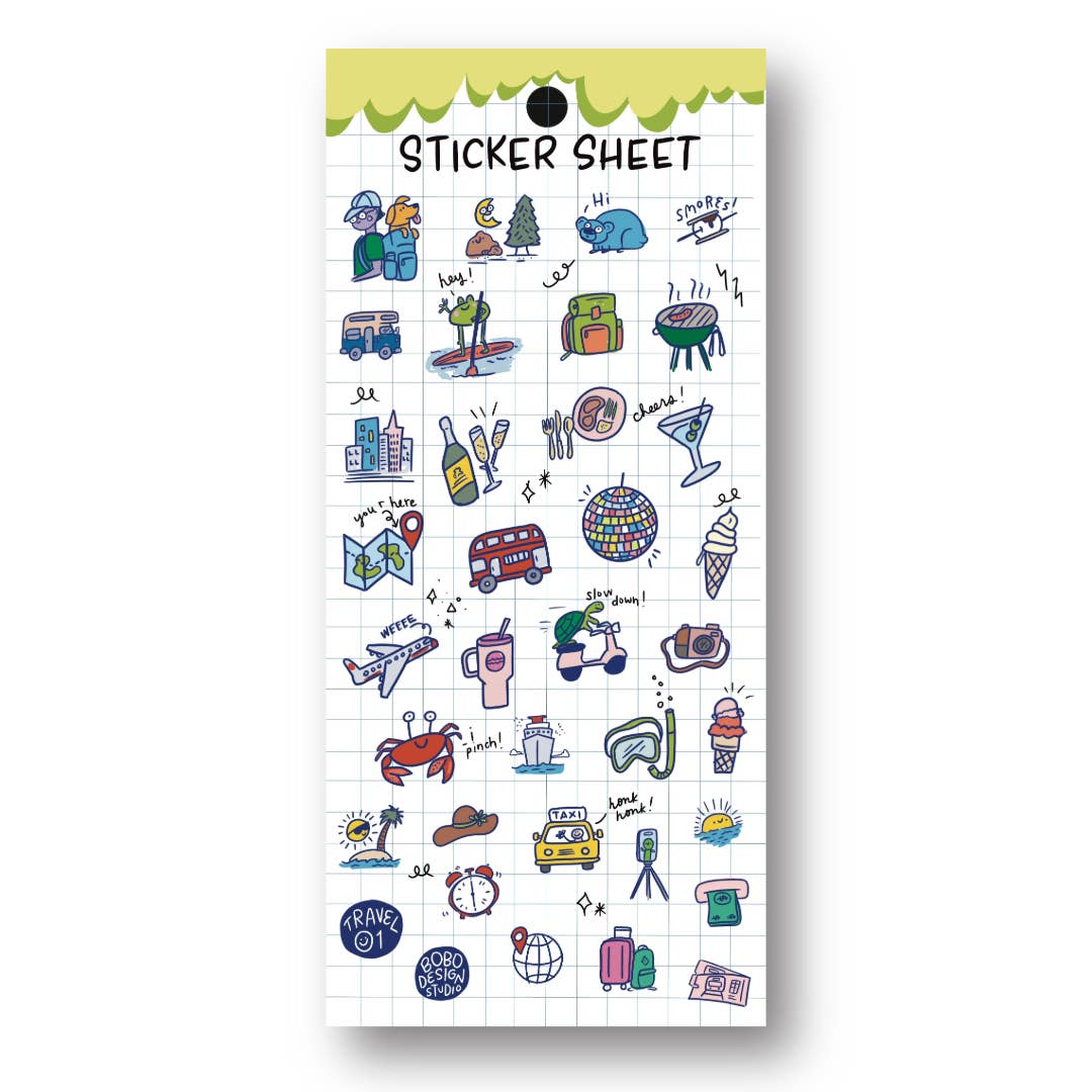 Bobo Design Studio Cards Travel 01 - Clear Planner Sticker Sheet