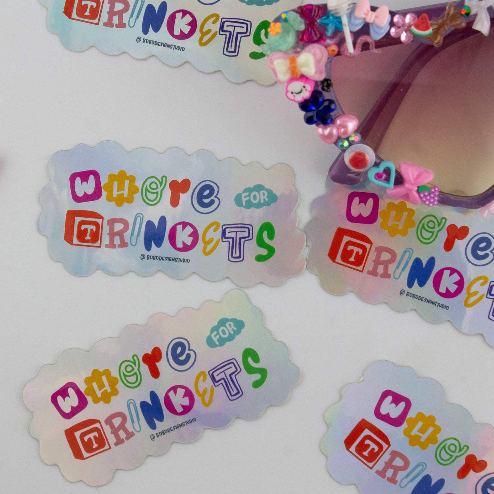 Bobo Design Studio Cards Whore For Trinkets Holographic Vinyl Sticker