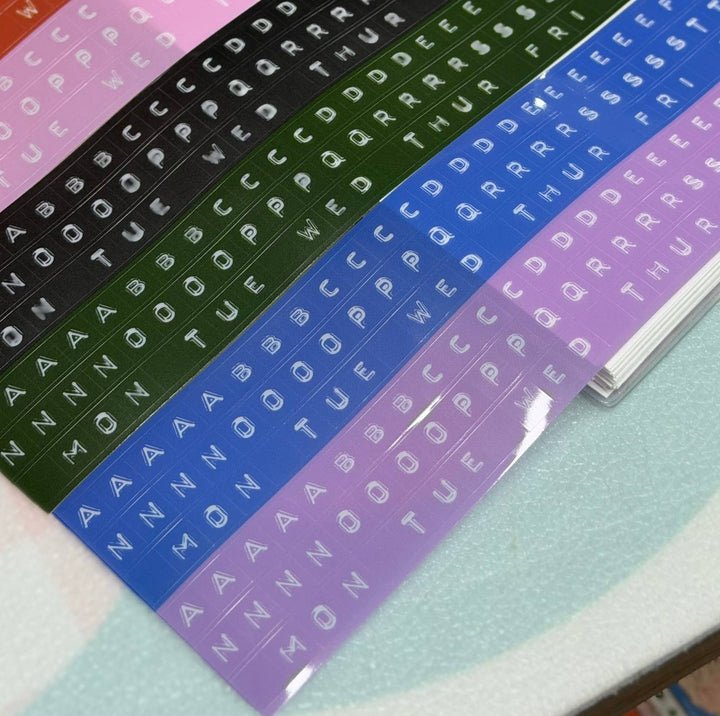 Bobo Design Studio paper Embossed Letters Kiss Cut PET Tape - Blue and Lavender