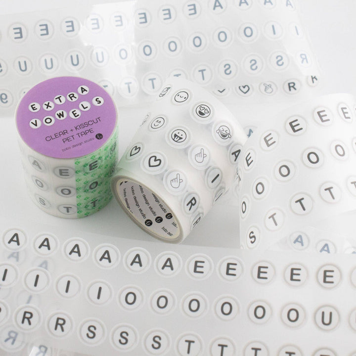 Bobo Design Studio paper Extra Vowels Letter Beads PET Tape - 50mm