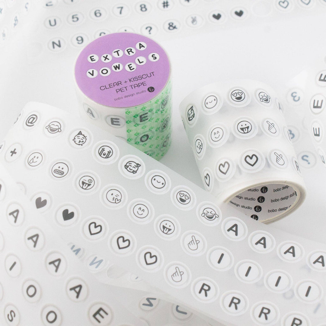 Bobo Design Studio paper Extra Vowels Letter Beads PET Tape - 50mm