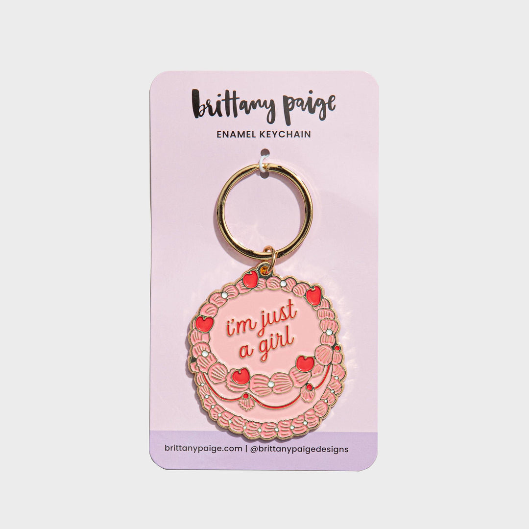 Brittany Paige Gifts Just A Girl Vintage Cake Enamel Keychain Bag Charm