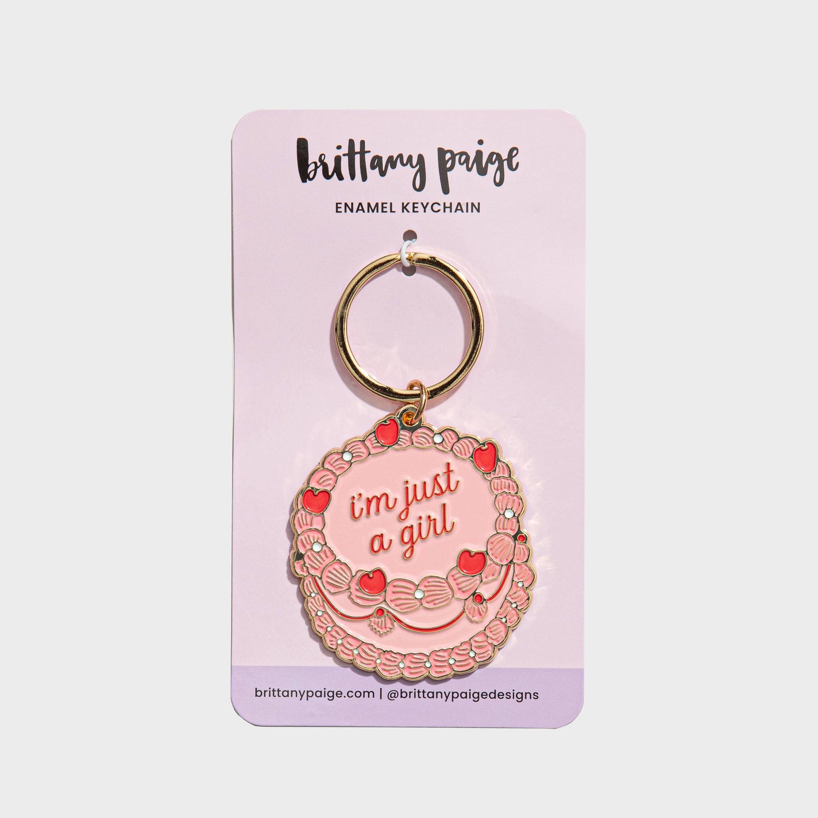 Brittany Paige Gifts Just A Girl Vintage Cake Enamel Keychain Bag Charm