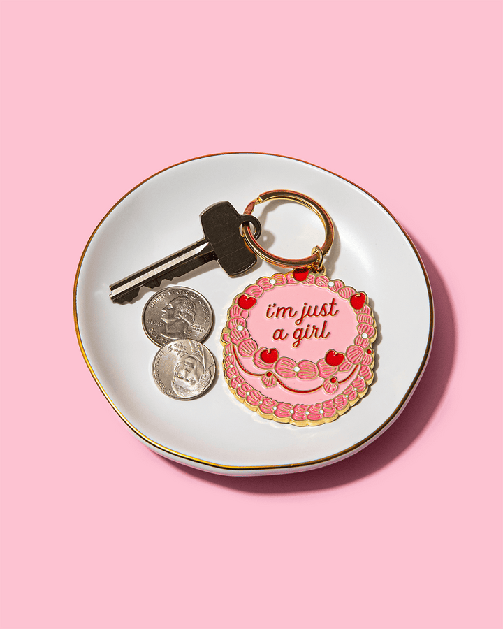 Brittany Paige Gifts Just A Girl Vintage Cake Enamel Keychain Bag Charm