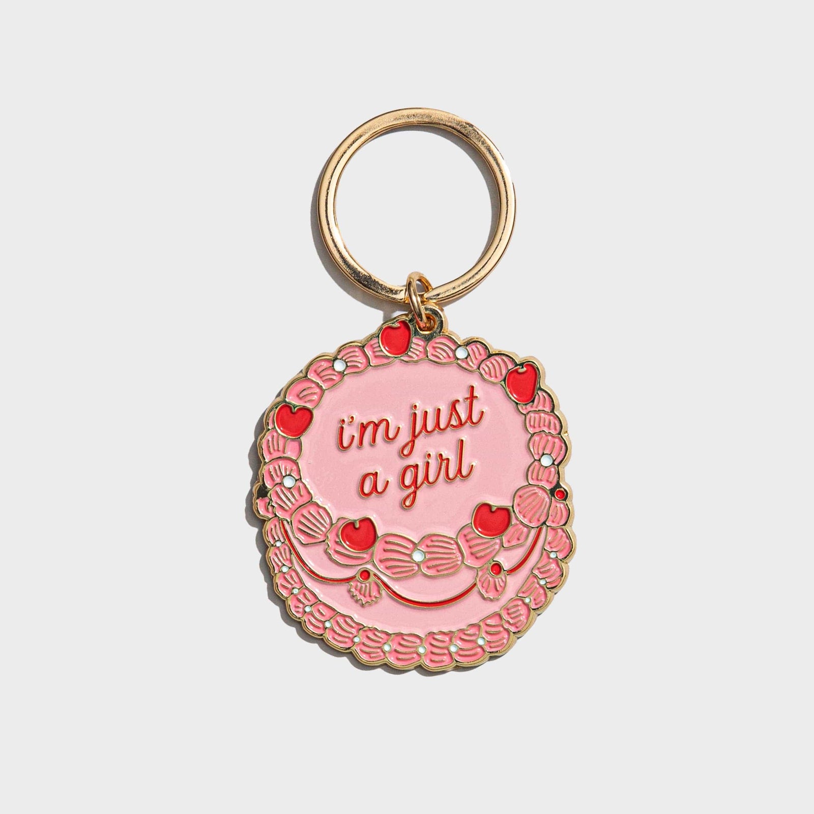 Brittany Paige Gifts Just A Girl Vintage Cake Enamel Keychain Bag Charm