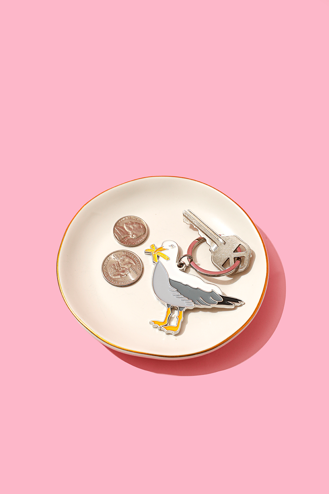 Brittany Paige Gifts Seagull With Fries Enamel Keychain Bag Charm