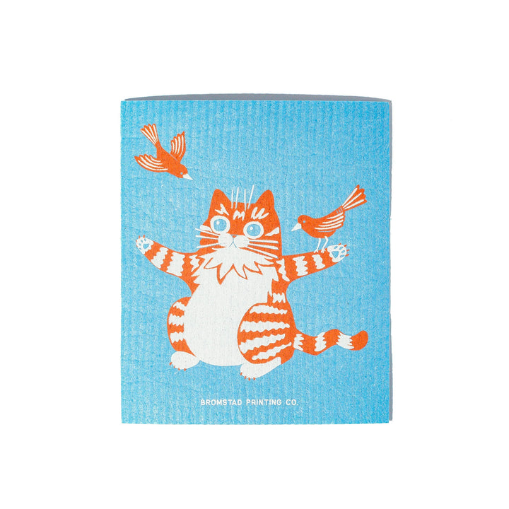 Bromstad Printing Co. Birds and Cat - Swedish Dishcloth