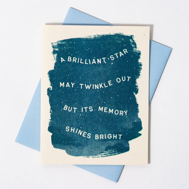 Bromstad Printing Co. Card A Brilliant Star May Twinkle Out - Risograph Sympathy Card