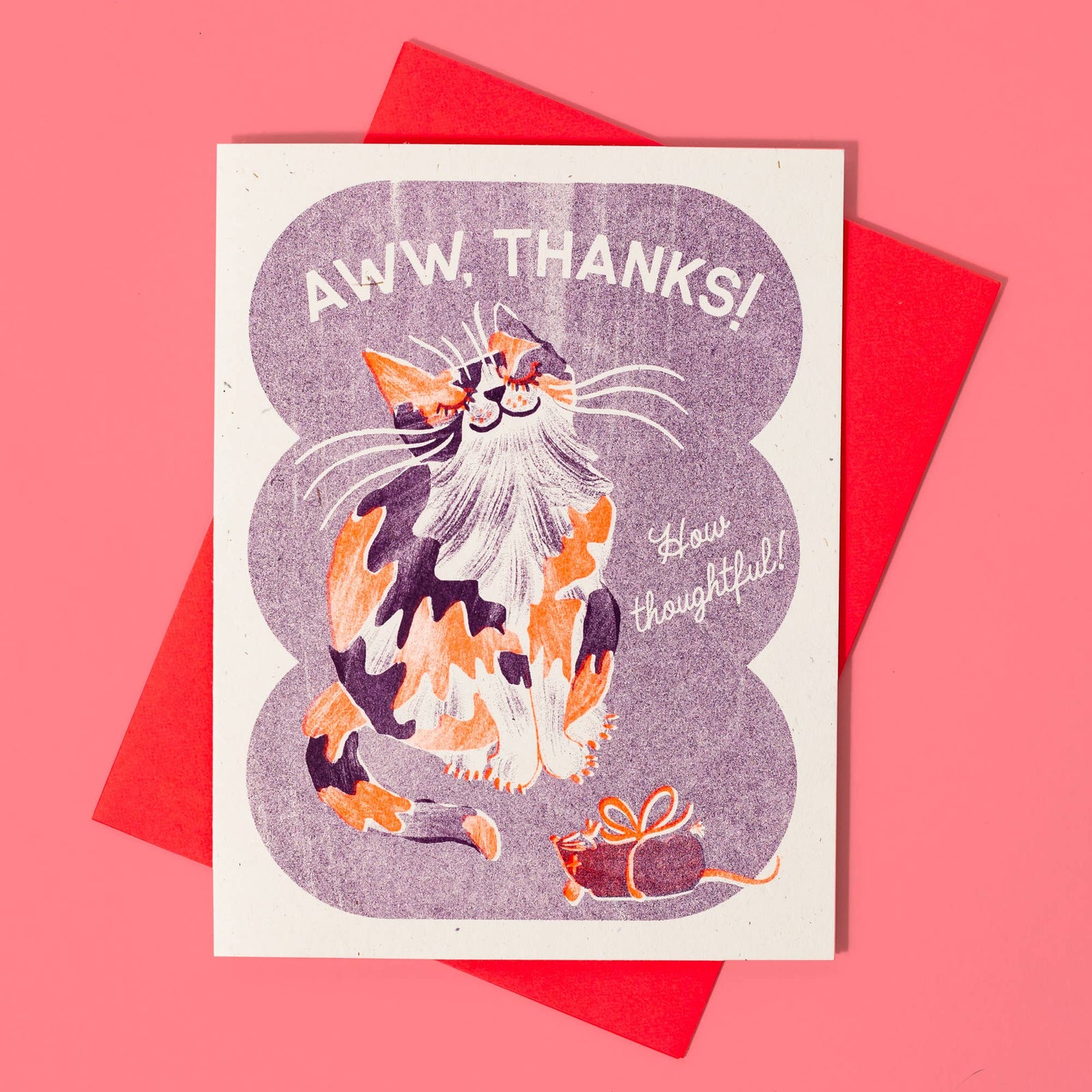 Bromstad Printing Co. Card Aww, Thanks! Cat - Risograph Thank You Card