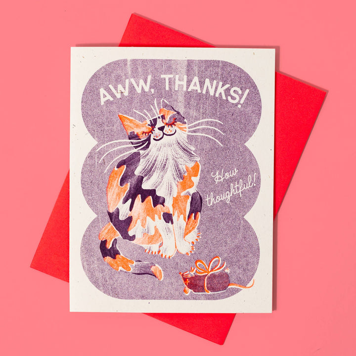 Bromstad Printing Co. Card Aww, Thanks! Cat - Risograph Thank You Card