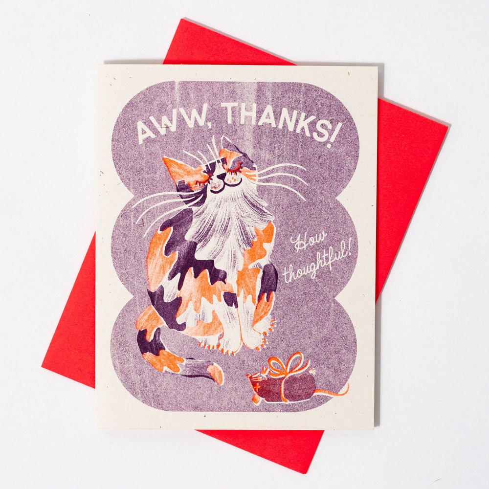 Bromstad Printing Co. Card Aww, Thanks! Cat - Risograph Thank You Card