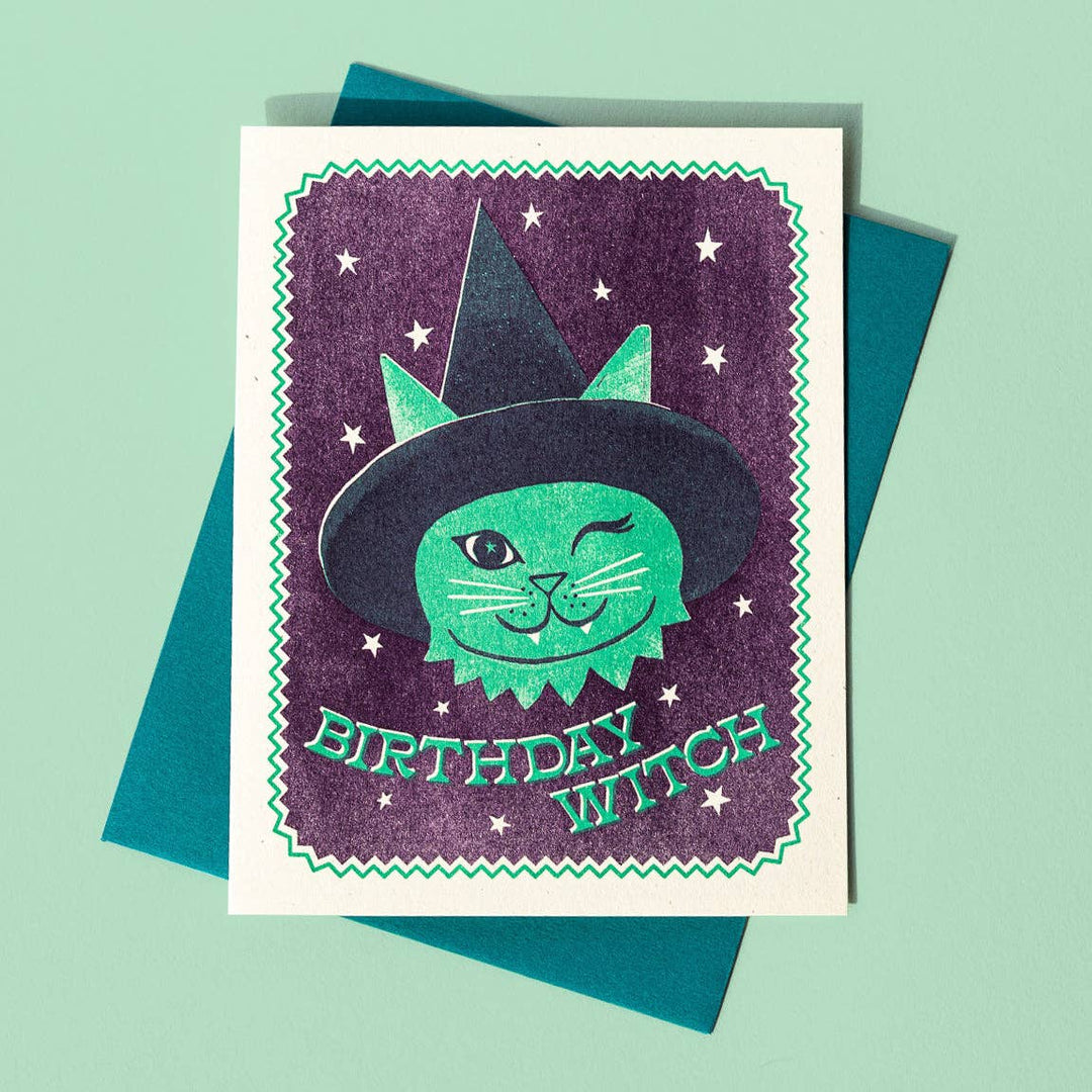 Bromstad Printing Co. Card Birthday Witch - Risograph Card