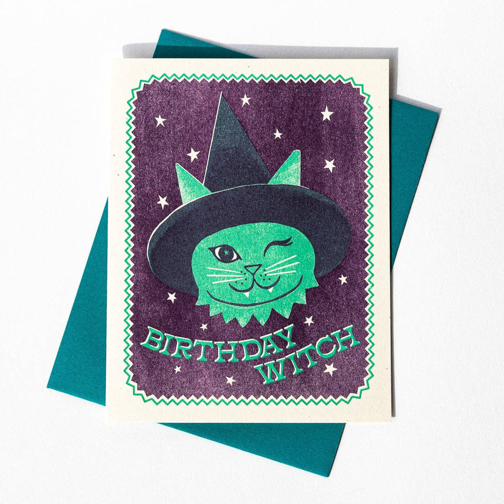 Bromstad Printing Co. Card Birthday Witch - Risograph Card