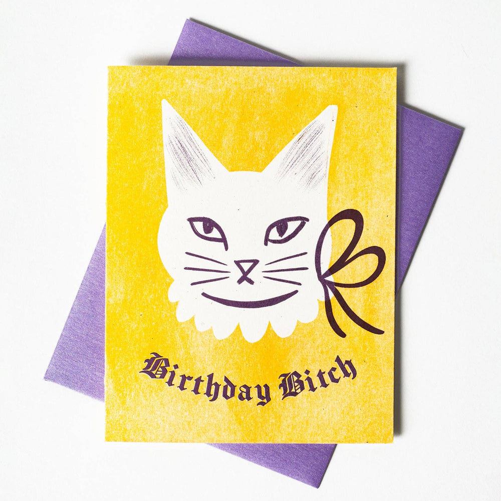 Bromstad Printing Co. Card Blackletter Birthday Bitch - Risograph Card
