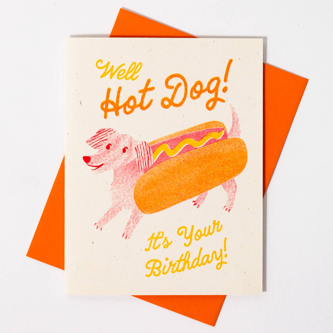 Bromstad Printing Co. Card Hot Dog - Risograph Birthday Card