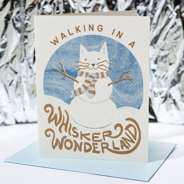 Bromstad Printing Co. Card Walking in a Whisker Wonderland - Risograph Holiday Card