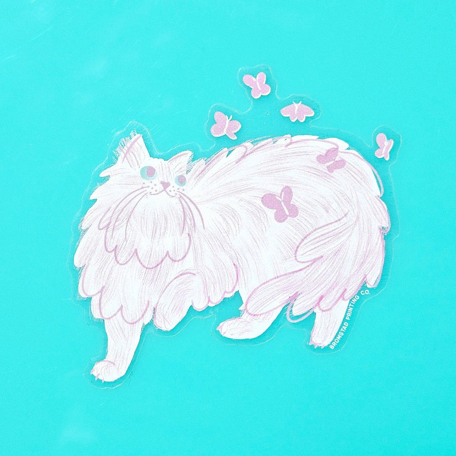 Bromstad Printing Co. Cards Butterfly Cat - Clear Sticker