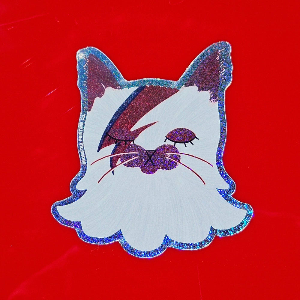 Bromstad Printing Co. Cards David Bowie Cat - Sparkle Sticker