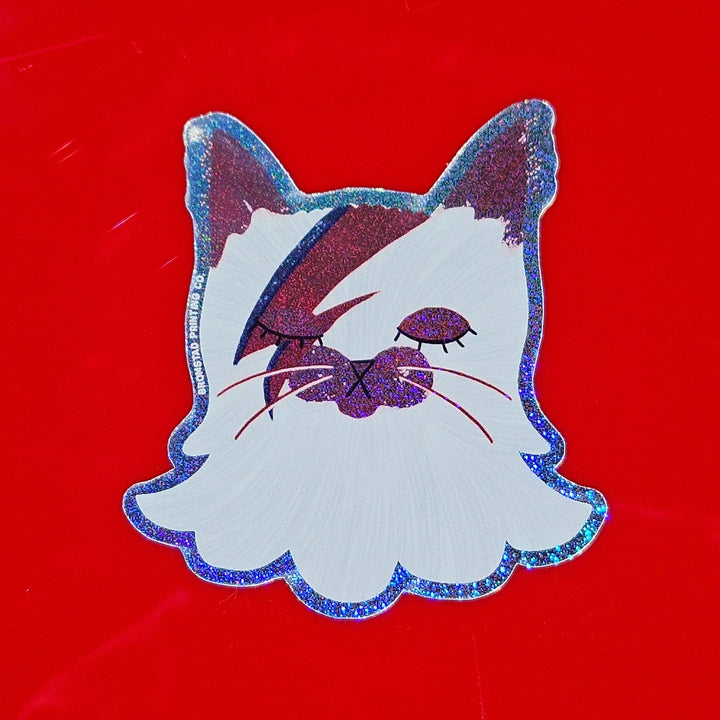 Bromstad Printing Co. Cards David Bowie Cat - Sparkle Sticker