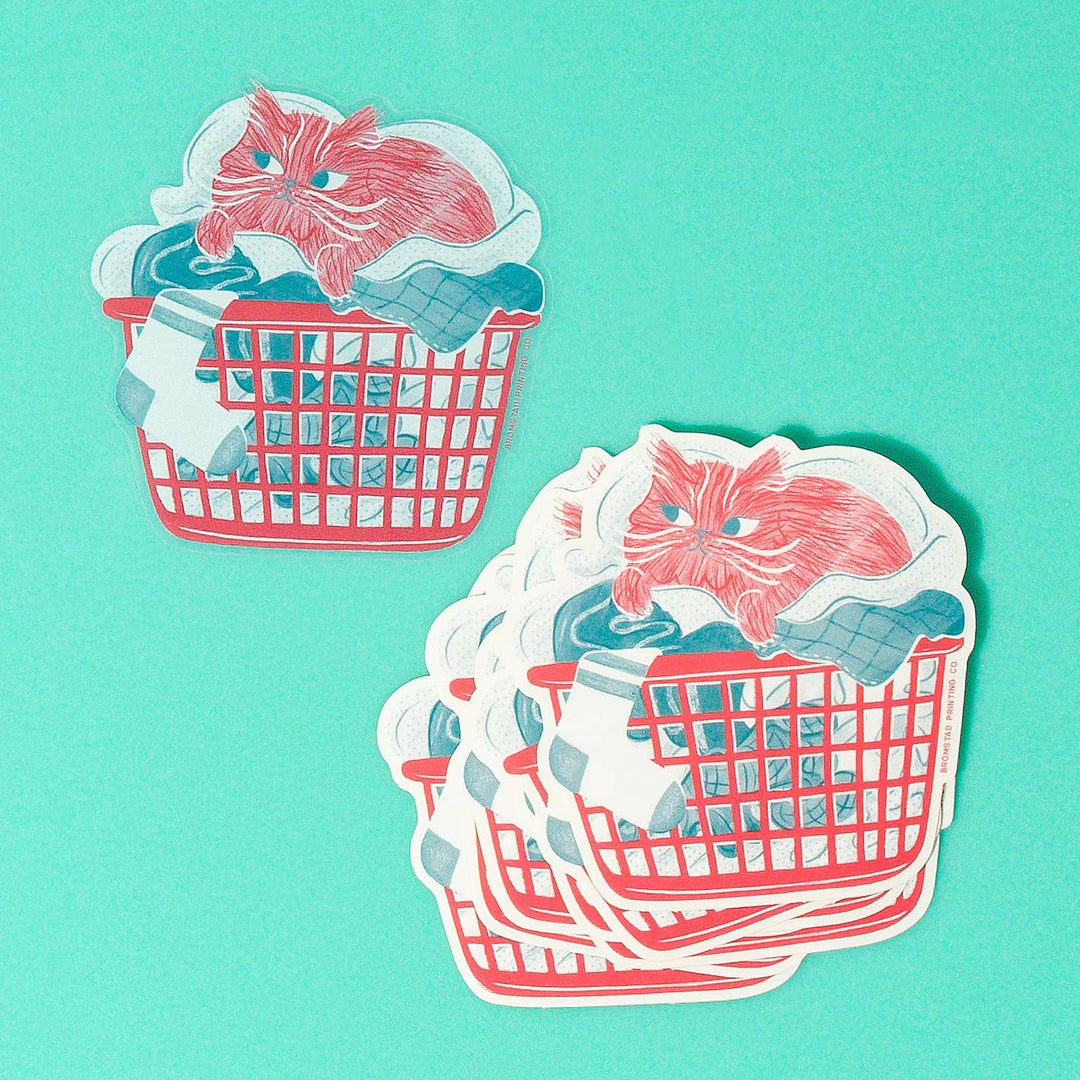 Bromstad Printing Co. Cards Laundry Cat Clear Sticker