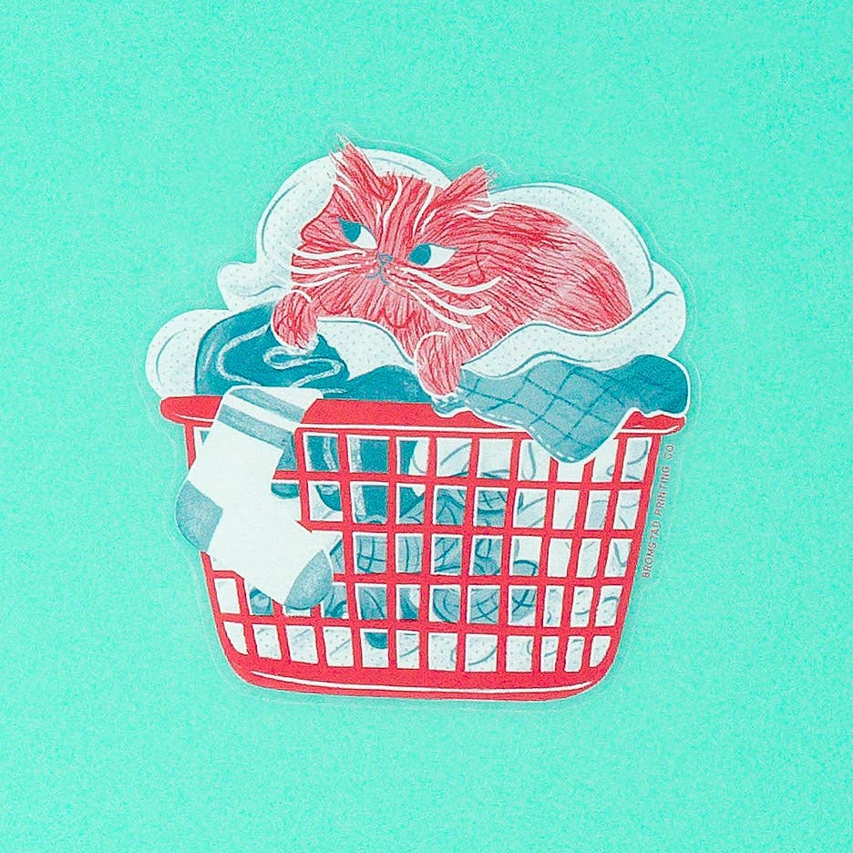Bromstad Printing Co. Cards Laundry Cat Clear Sticker