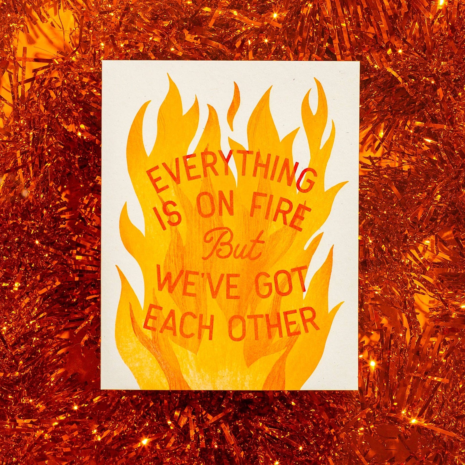 Bromstad Printing Co. Everything Is On Fire - Risograph Greeting Card