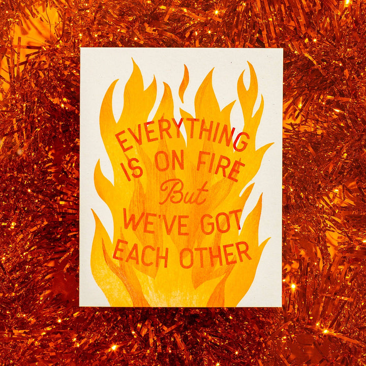 Bromstad Printing Co. Everything Is On Fire - Risograph Greeting Card