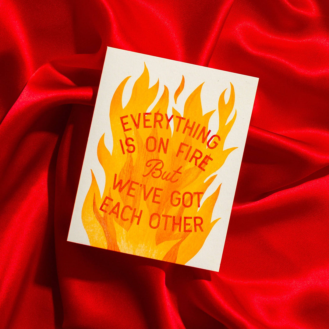 Bromstad Printing Co. Everything Is On Fire - Risograph Greeting Card