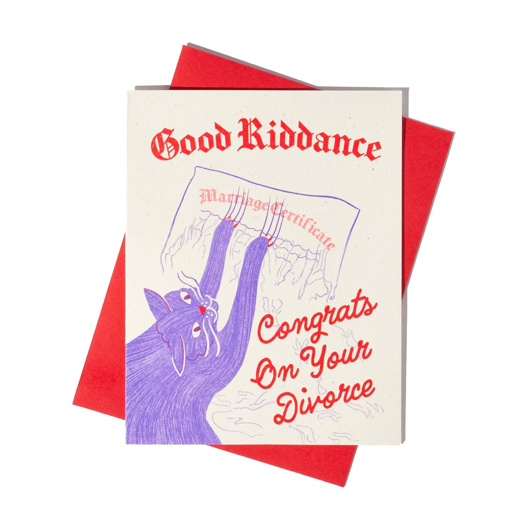 Bromstad Printing Co. Good Riddance Divorce Cat - Risograph Card