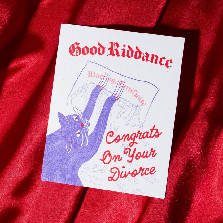Bromstad Printing Co. Good Riddance Divorce Cat - Risograph Card