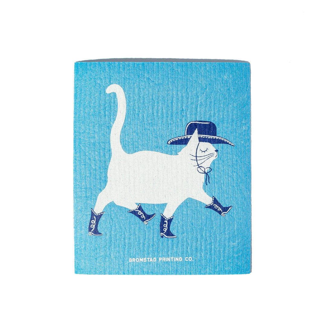 Bromstad Printing Co. Home Cowboy Cat - Swedish Dishcloth
