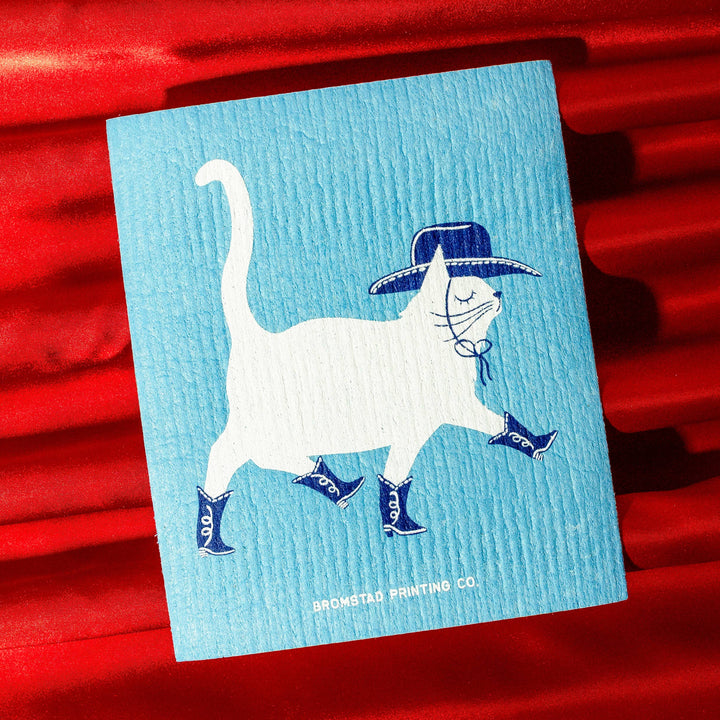 Bromstad Printing Co. Home Cowboy Cat - Swedish Dishcloth