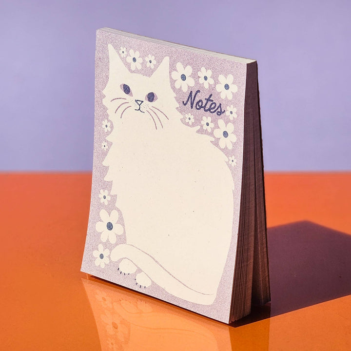 Bromstad Printing Co. Notepad Negative Space Floral Cat - Risograph A2 Notepad