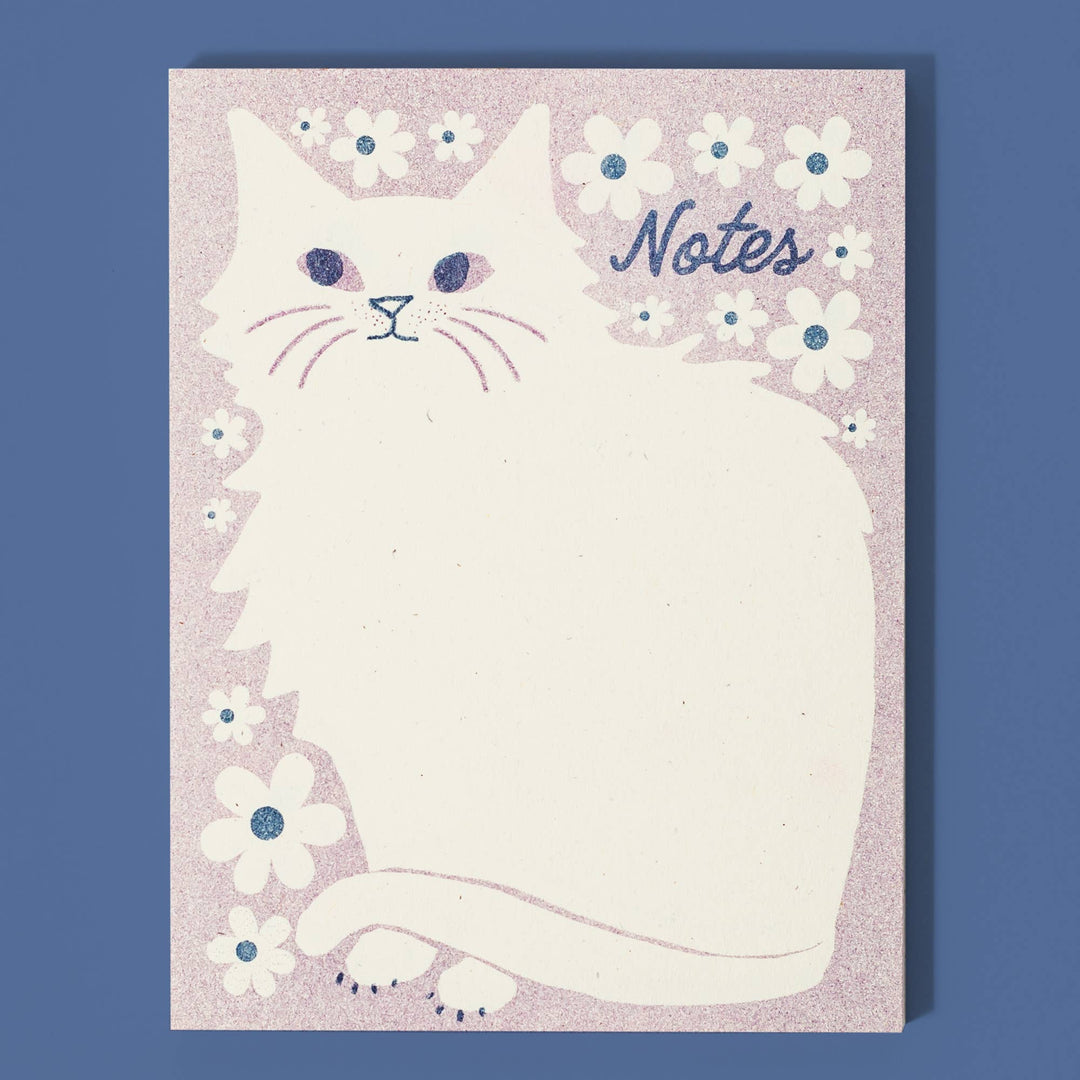 Bromstad Printing Co. Notepad Negative Space Floral Cat - Risograph A2 Notepad