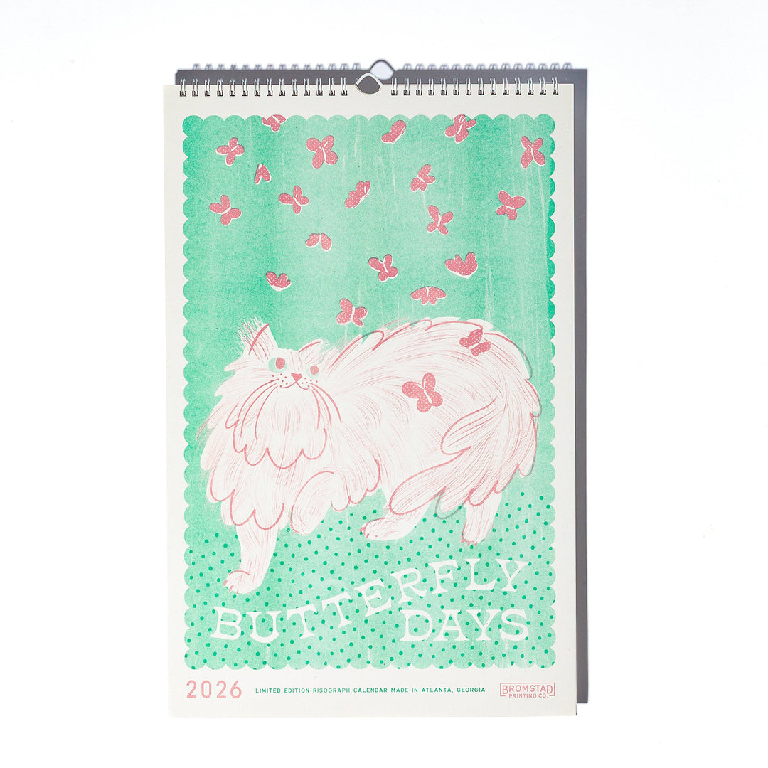 Bromstad Printing Co. paper 2026 Risograph Wall Calendar - Butterfly Days