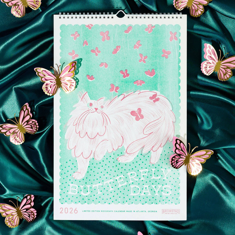 Bromstad Printing Co. paper 2026 Risograph Wall Calendar - Butterfly Days