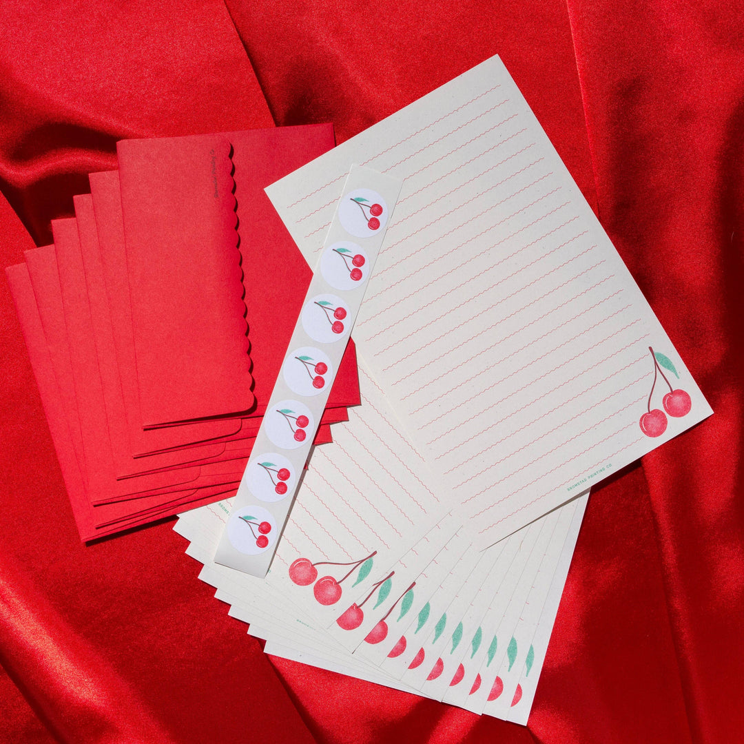 Bromstad Printing Co. Paper Cherry Letter Writing Set