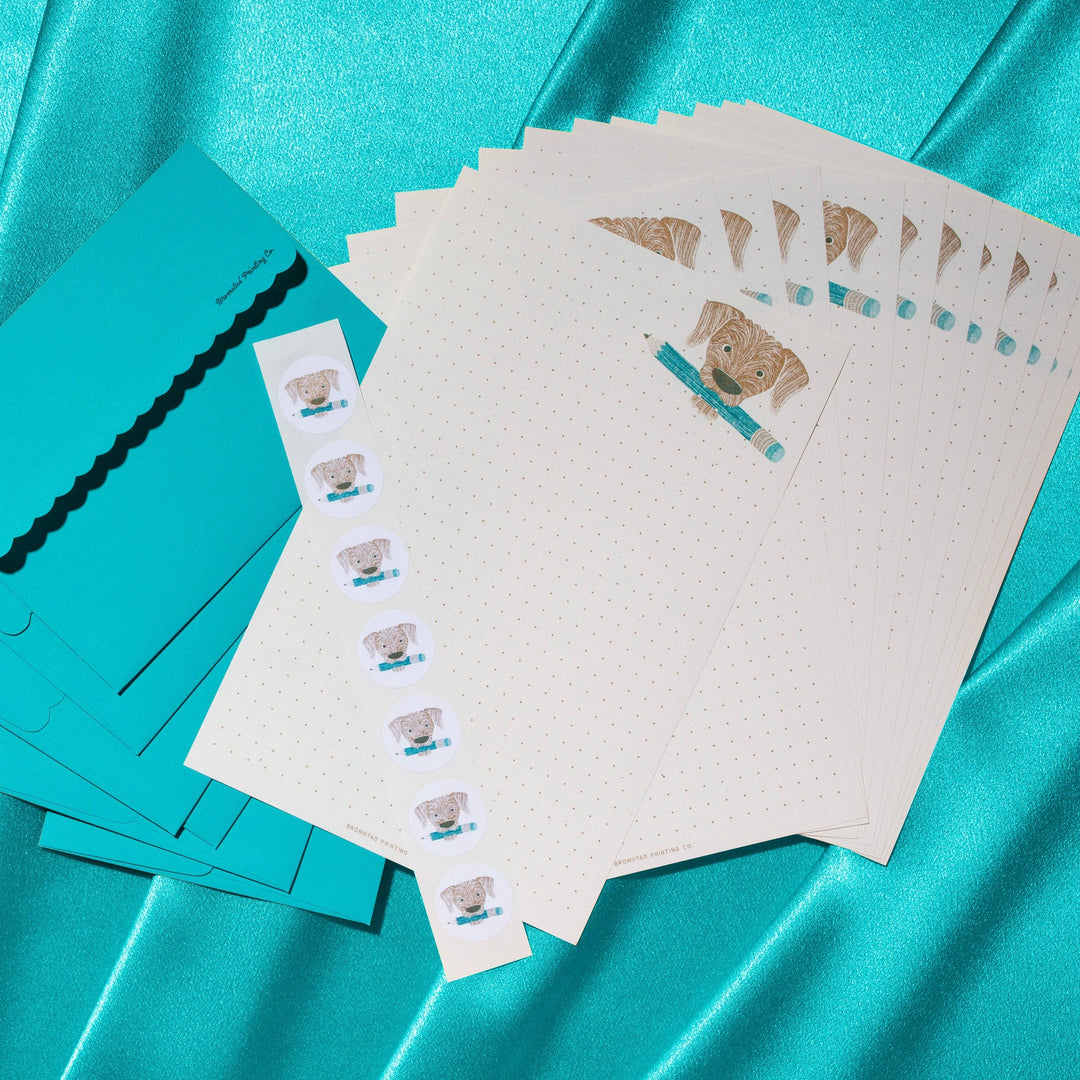 Bromstad Printing Co. Paper Pencil Dog Letter Writing Set
