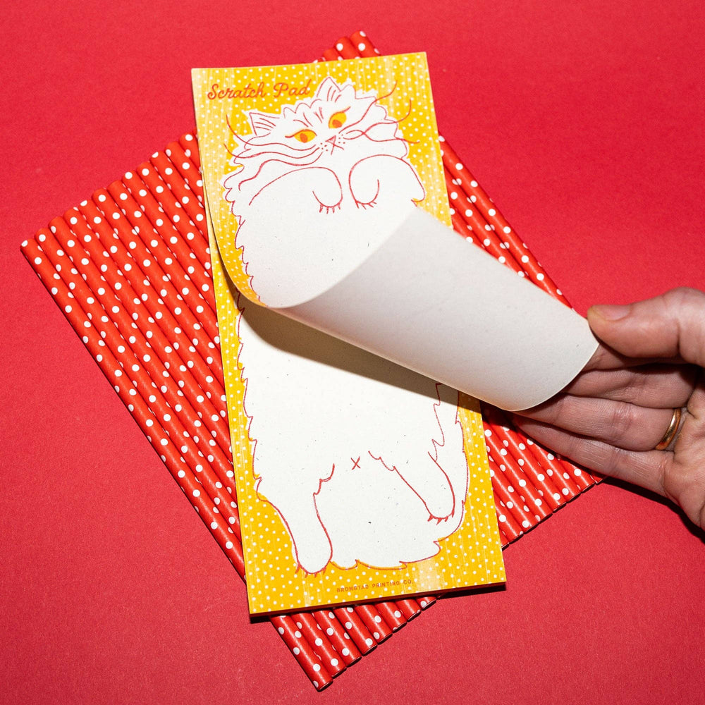 Bromstad Printing Co. Paper Scratch Pad Cat - Risograph Notepad