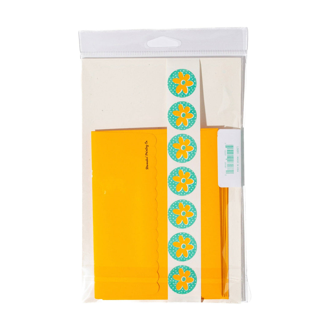 Bromstad Printing Co. Paper Yellow Flower Letter Writing Set