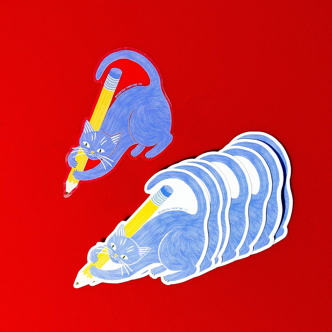 Bromstad Printing Co. Pencil Cat - Clear Sticker