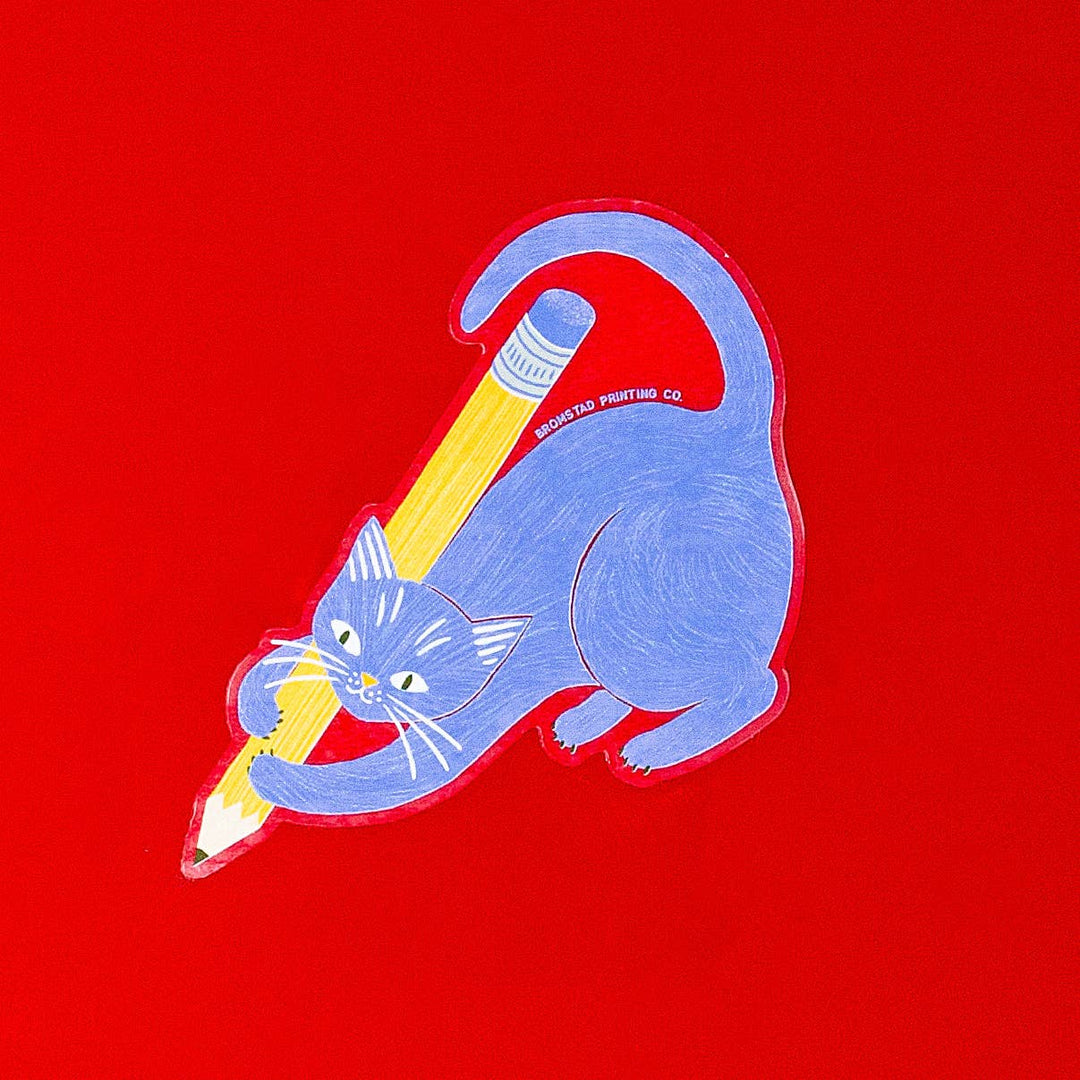 Bromstad Printing Co. Pencil Cat - Clear Sticker
