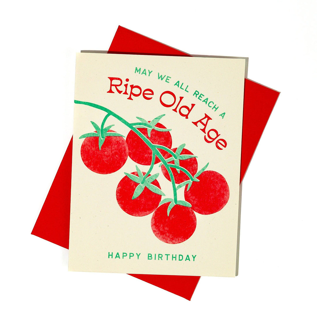 Bromstad Printing Co. Ripe Old Age Tomato - Risograph Birthday Card