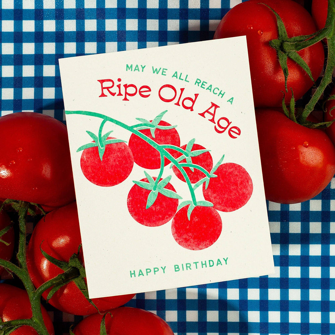 Bromstad Printing Co. Ripe Old Age Tomato - Risograph Birthday Card