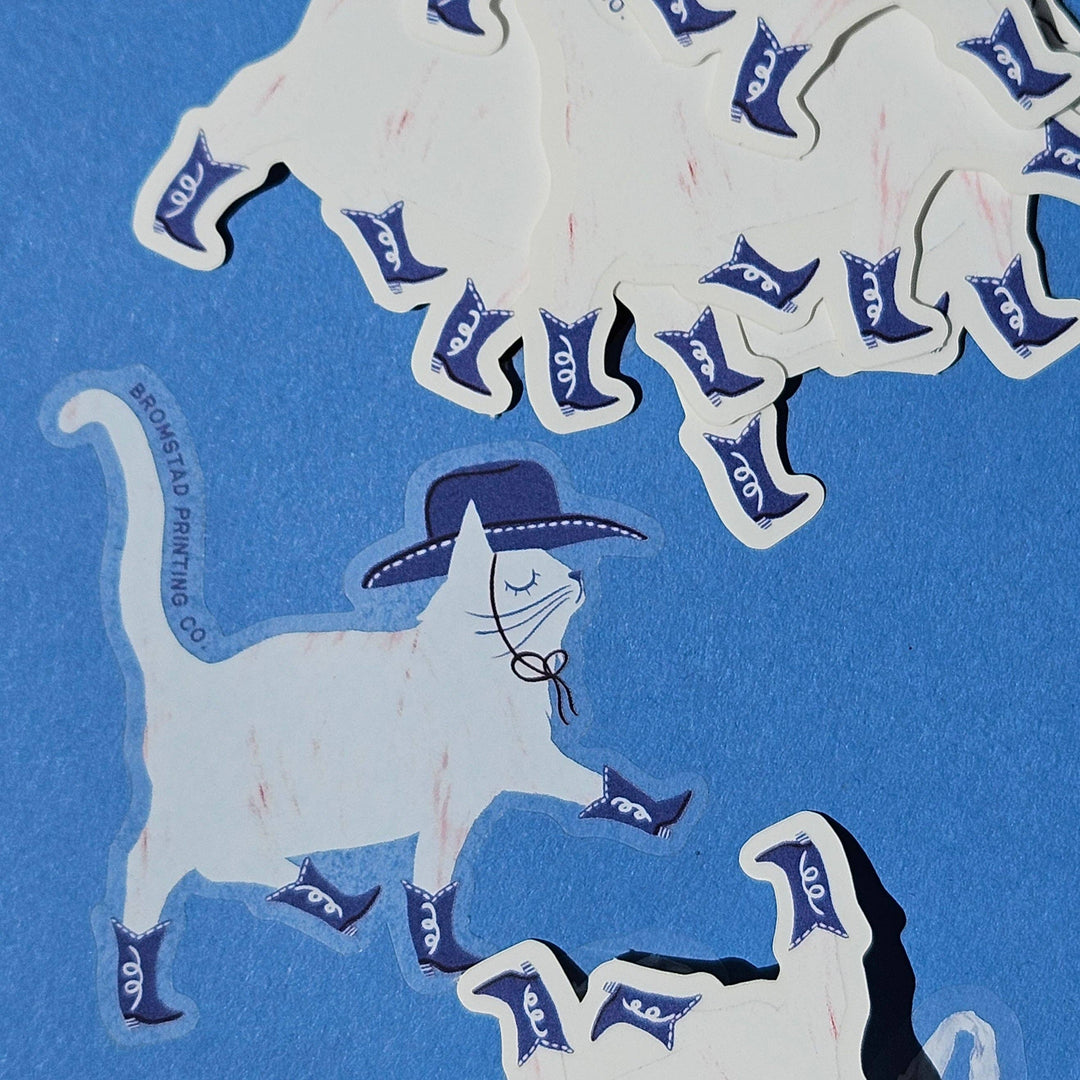 Bromstad Printing Co. Sticker Cowboy Cat Clear Sticker