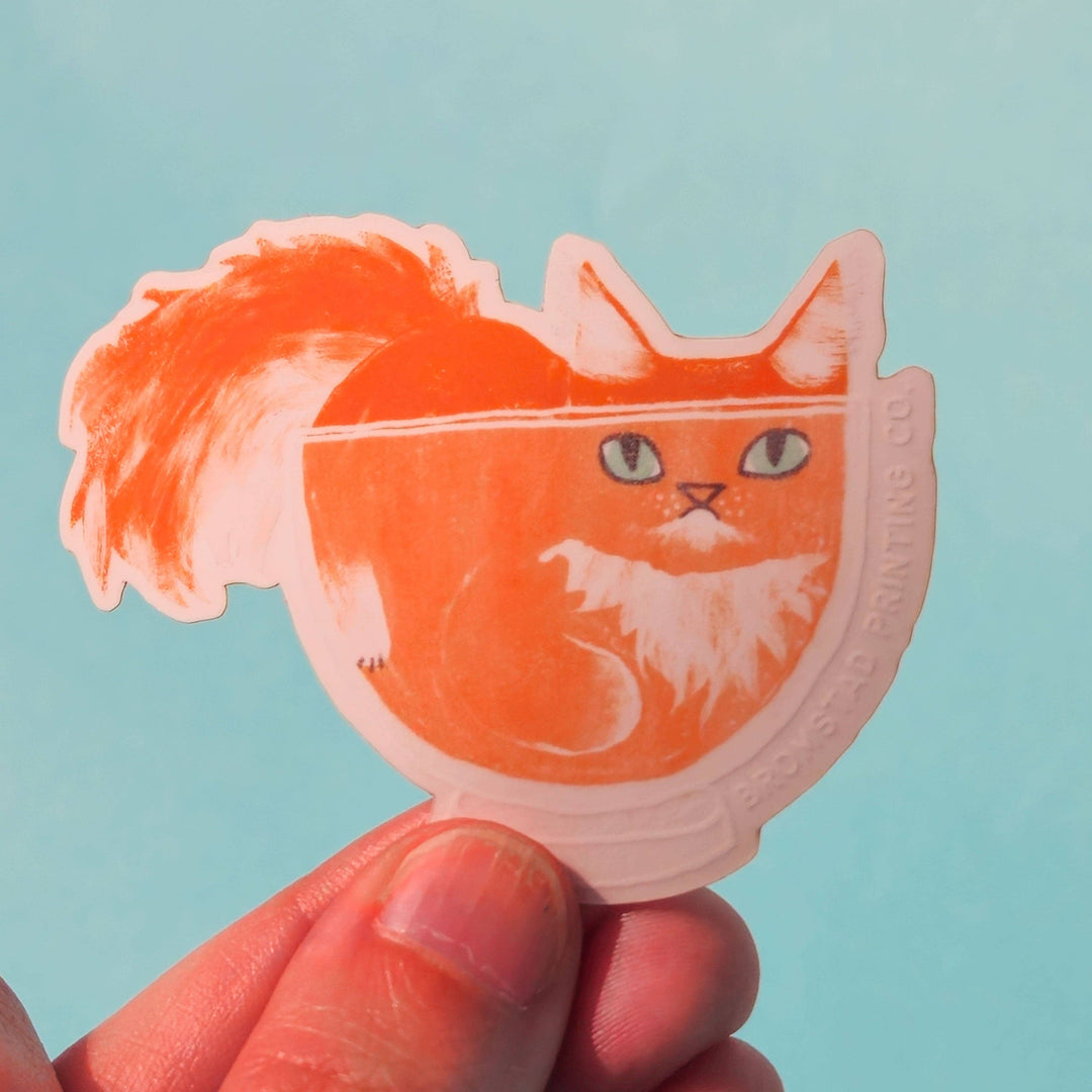Bromstad Printing Co. Sticker Orange Cat in a Bowl Clear Sticker