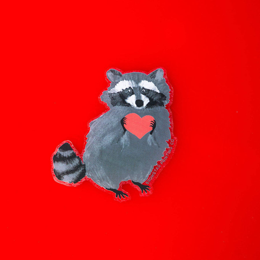 Bromstad Printing Co. Sticker Raccoon Love Clear Sticker