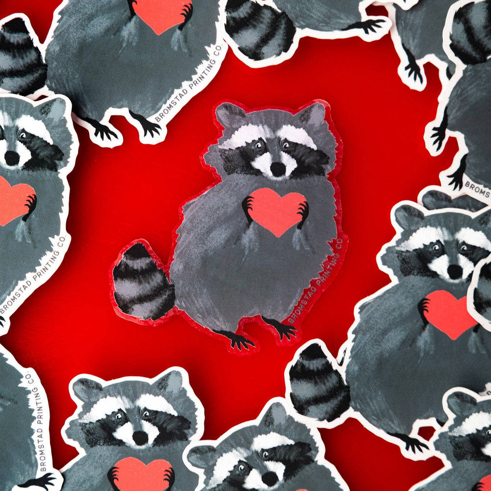 Bromstad Printing Co. Sticker Raccoon Love Clear Sticker