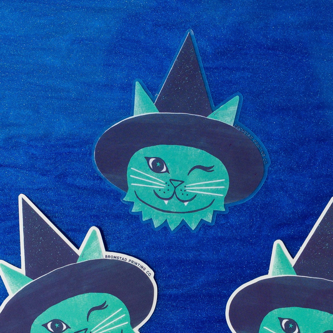 Bromstad Printing Co. Sticker Witch Cat Clear Sticker