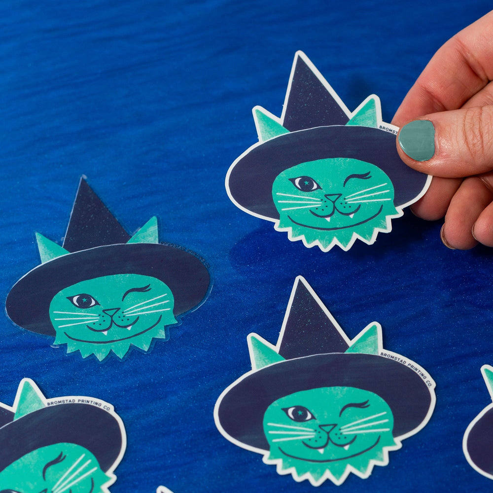 Bromstad Printing Co. Sticker Witch Cat Clear Sticker